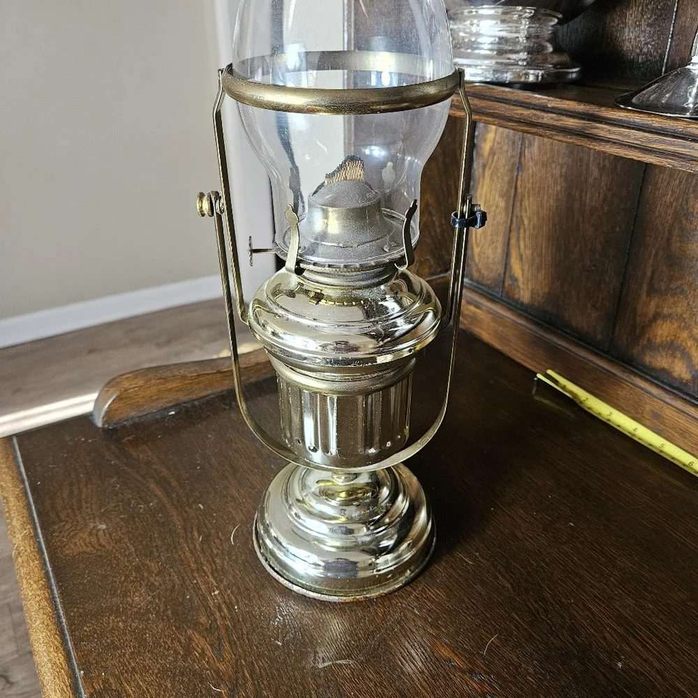 Brass Nautical Ship Gimbal Oil Lamp.